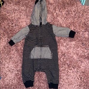 Black and white striped jumpsuit